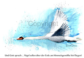 christliche Karten, fliegender Schwan Schöpfung