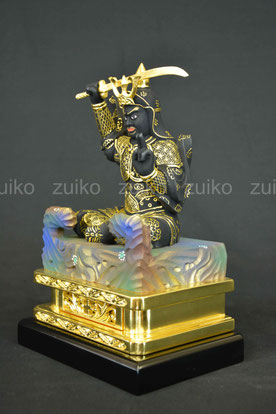 文殊普賢菩薩 桧金泥 伏獣座 割寸2.5寸 - Web Shop 浄光