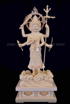 三宝荒神 桧 岩座輪光背 割寸6寸 - Web Shop 浄光