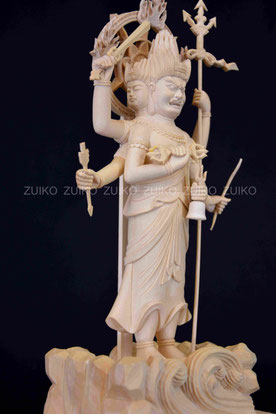 三宝荒神 桧 岩座輪光背 割寸6寸 - Web Shop 浄光