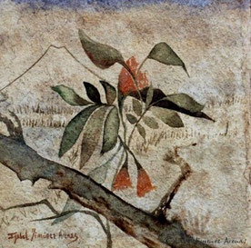 Acuarela sobre papel hecho a mano,  20 x 20 cm, 2001. Colección Privada.