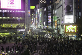 Shibuya Crossing, Strassenkreuzung, Tokio, Japan, Nacht, Menschen, Hektisch, belebte Kreuzung