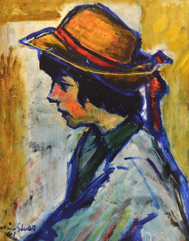 Portrait du peintre Balbino GINER GARCIA ( demoiselle au chapeau)