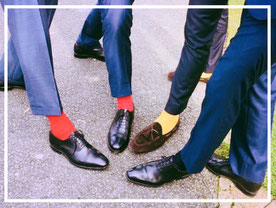 suits, colored socks & shoes, fashion for men