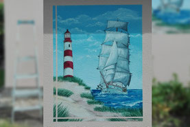 Fassade Zwebendorf Saalekreis Segelschiff Schiff Leuchtturm