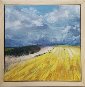 "Autumn Field at Winklebury, Berwick St. John. 30.3 x 30.3cm acrylic on canvas.  AFWB01a. 