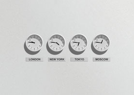 世界の都市の時刻を示した時計