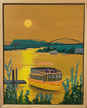 "On the Burnett" 45cm x 55cm Acrylic on canvas, pinewood frame $300 (excluding freight)