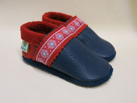 ecopell lederschuhe, Krabbelschuhe vorne in blau, Ferse in rot 