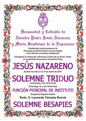 Cartel Triduo en Honor y Gloria de Ntro. Padre Jesús Nazareno 2019