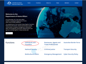 オーストラリア内務省公式サイト　トップページ