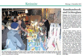Zeitungsbericht im "Neuen Tag" am 02.12.2013 mit meinem Stand