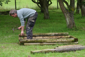 Jon hard at work making a digging pit in the dog friendly garden.