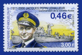 Lehalleur, lieutennant de vaisseau, Forces navales françaises libres, Saint Pierre & Miquelonn