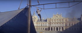 Stuntwork in John Wayne's "Circus World", with the Palacio Real in Aranjuez in the background. 