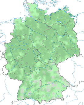 Karte zur Verbreitung des Kleinspechtes in Deutschland.