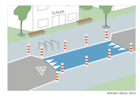  Bezirksamt Friedrichshain-Kreuzberg von Berlin, Verkehr, Schulzone, Vektorgrafik, Vektor, SVG, Adobe Illustrator