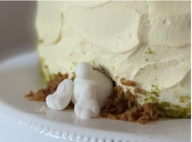 Hase buddelt in der Torte