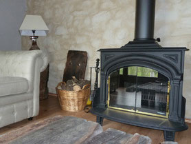 large woodburner in common livingroom