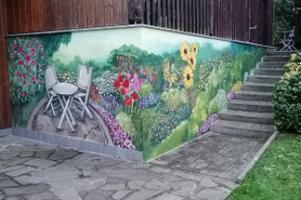 Wandmalerei Fassade Fassadenmalerei Schneckenhaus Kinder Haus Gartenhaus Leipzig Lützschena