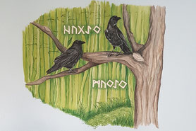 Wandmalerei Hugin Munin Wandmalerei Saalekreis Reußen