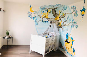 Babyzimmer Wandmalerei Oschatz Timon Pumba Simba Nala Baum alter Baum