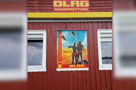 Wandmalerei Fassade Fassadenmalerei DLRG Wasserrettung Deutsche Lebens-Rettungs-Gesellschaft Leipzig Wachstation Kulkwitzer See 