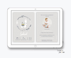 faire part bapteme garçon numérique-faire part bapteme garçon digital-électronique-fichier Pdf-lama couronne-à imprimer soi même
