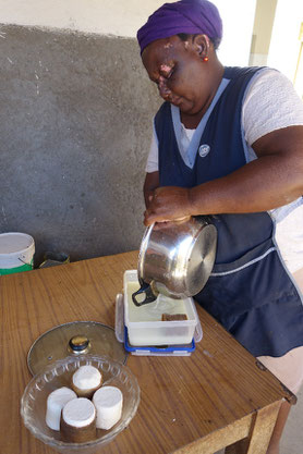 Allowing the whey to drain