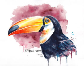 lockere Aquarellmalerei - Tukan Originalkunstwerk