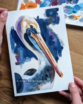 Pelikan Kunstwerk in Öl