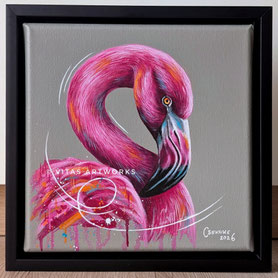Flamingo gemalt mit Acrylfarben - ausdrucksstarkes Acrylbild kaufen