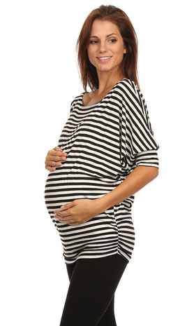 maternity tunic black and white stripe