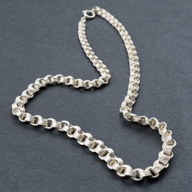 massives Silbercollier, 60er Jahre, mehrgliedrig, Vintage Kette Silber, 45cm, gehämmert, nachhaltiger Schmuck, Vintage Schmuck, individueller Schmuck Silber, Unikatschmuck, Schmuck lokal München