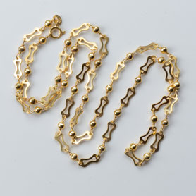 Vintage Art Deco Kette, 835 Silber, mit 18k Gelbgold plattiert, 20er Jahre, individueller Schmuck, mishmish