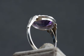 40er Jahre Ring mit Amethyst facettiert, 830 Silber neu mit 999 Feinsilber plattiert, Ringgröße 56, mishmish, Vintage Ring, München 