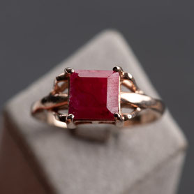 Vintage Ring Rubin, Silber, Rotgold, Roségold