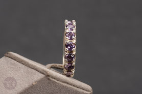  Eternity Ring mit umlaufenden,  facettierten Amethysten, 925 Silber neu mit 999 Feinsilber plattiert, Ringgröße 51, einzelstück, Vintage Ring, Unikat, mishmish 