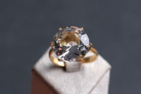 Vintage 60er Jahre Ring Bergkristall, Solitär ring, Gelbgold, silber, fairer Schmuck, nachhaltig, Schmuck aus München
