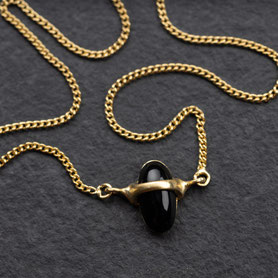 Vintage Collier, Onyx, komplett aufgearbeitet, 925 Silber mit 18k gold plattiert, refurbished, mishmish Unikatschmuck