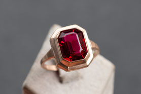 antiker Ring mit rotem Stein, Rubin, 835 Silber, mit 18k Roségold plattiert (20 Milliém), Ringgröße 53, Vintage Ring, mishmish Unikatschmuck, Ring Rotgold, Schmuck lokal München, Vintage Schmuck, nachhaltiger Schmuck, Schmuck upcycling, refurbished