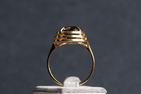 Vintage Goldring mit Rauchquarz, 333 Gold neu plattiert mit 18k Gelbgold, antiker Ring, nachhaltiger Schmuck, Unikatschmuck, Schmuck aus Deutschland, mishmish Schmuck