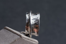 breiter 80er Jahre Ring, beweglicher Kreis, gehämmert, 925 Silber, neu mit 999 Feinsilber plattiert, Silberschmiedearbeit, Ringgröße 62, Vintage ring, Einzelstück, mishmish 