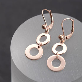 Vintage Ohrringe Kreise, 835 Silber, mit 18k Roségold plattiert, mishmish Unikatschmuck