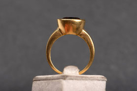 Vintage Ring mit facettiertem Rauchquarz, 925 Silber neu plattiert mit 18k Gold, Gr. 54, fairer Schmuck, nachhaltig