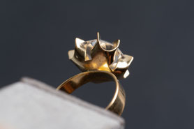 Vintage Ring mit Bergkristall, Solitär, Gelbgold, silber, Vintage Schmuck, fairer Schmuck, nachhaltiger Schmuck, Unikatschmuck, Schmuck aus Deutschland