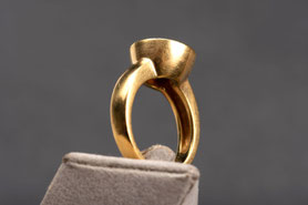 Vintage Ring mit facettiertem Rauchquarz, 925 Silber neu plattiert mit 18k Gold, Gr. 54, fairer Schmuck, nachhaltig