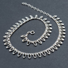 sehr schön gearbeitetes Collier aus den 50er/60er Jahren, 835 Silber, neu mit 999 Feinsilber plattiert, Kettenlänge 41 bis 47cm, Vintage Schmuck, individueller Schmuck Silber, Unikatschmuck, Schmuck lokal München