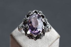 50er Jahre Ring mit Amethyst facettiert, 800 Silber, teilgeschwärzt, Ringgröße 56, mishmish, Vintage Ring, München 