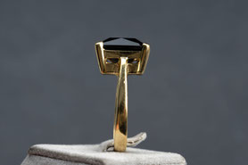 80er Jahre Vintage Ring Rauchquarz, massiv, Solitäire Ring, 925 Silber mit Gelbgold plattiert, Stein quadratisch, Cocktailring, Statement Ring, Geschenk, nachhaltig